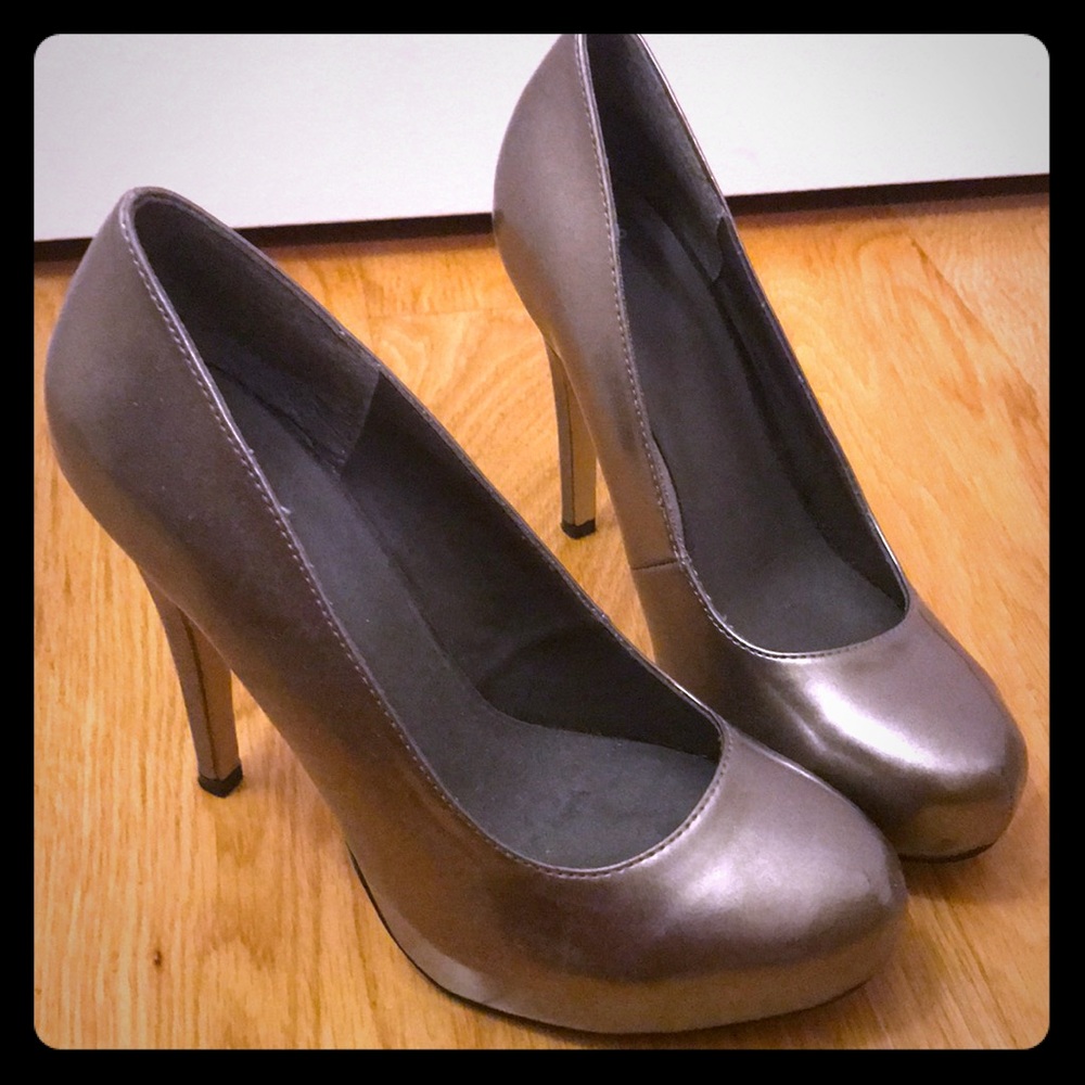 ASOS pewter grey metallic heels